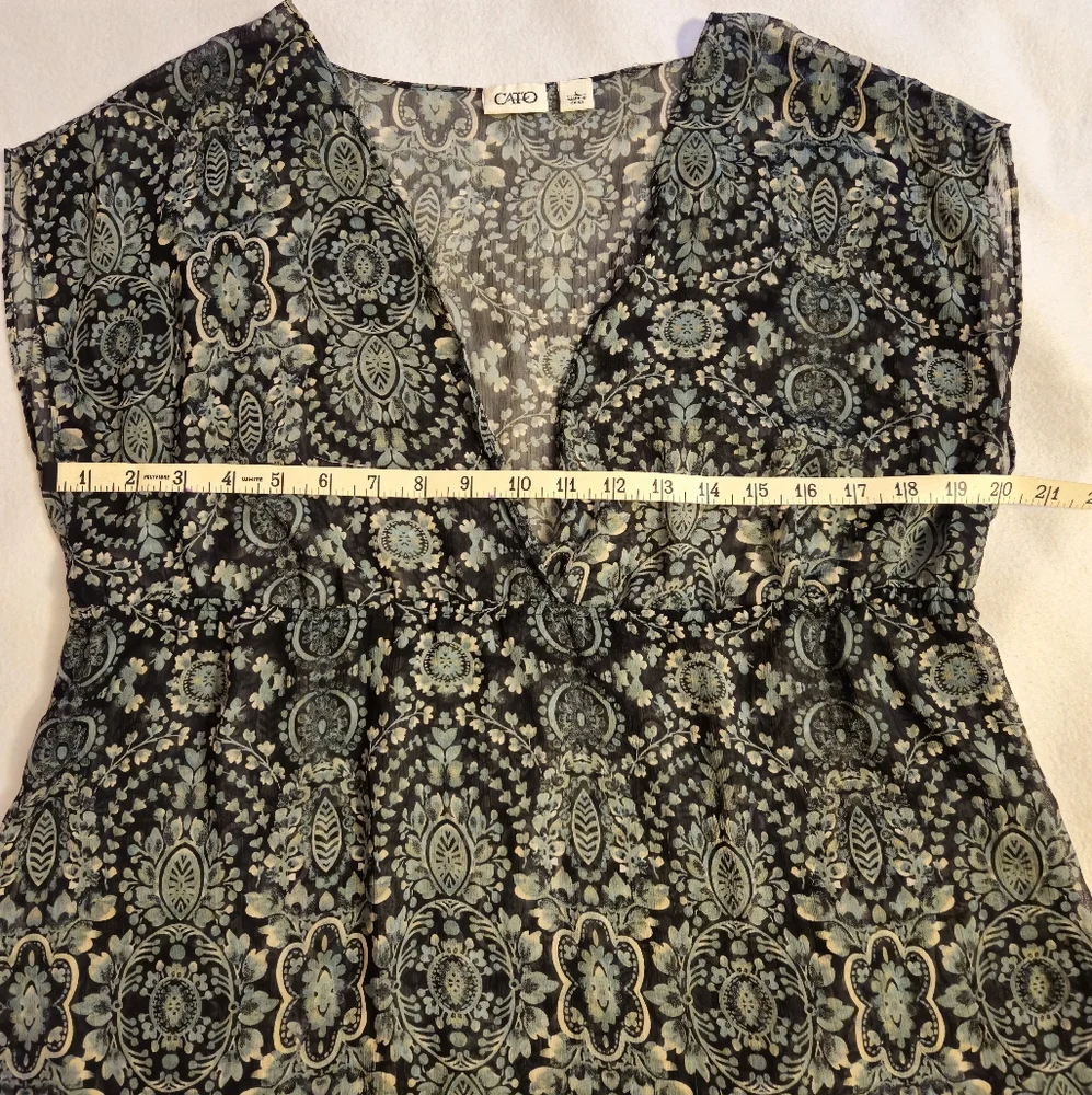 Cato Green And Black Paisley Patterned Blouse - Picture 8 of 9